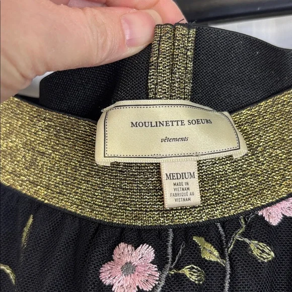 Anthropologie Moulinette Soeurs black floral embroidered maxi skirt sz med - Picture 4 of 8